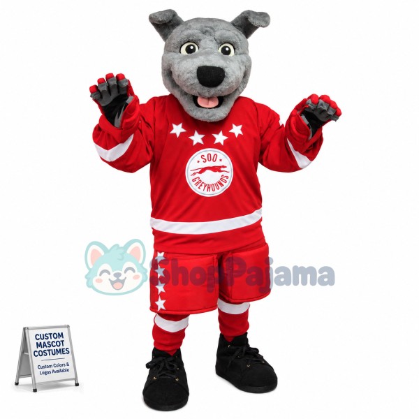 Equipped Greyhound of Hockey League Mascot Costume