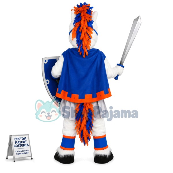 White Horse Warrior Mascot Costume With Both Offense and Defense