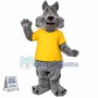 The Docile Wolf In Yellow Shirt Mascot Costume
