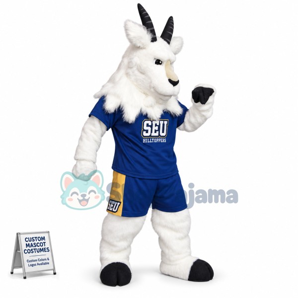 White Furry Goat Mascot Costume For Facilitate Organization