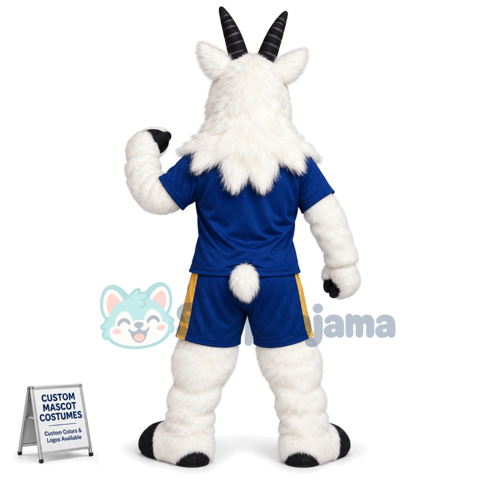 White Furry Goat Mascot Costume For Facilitate Organization