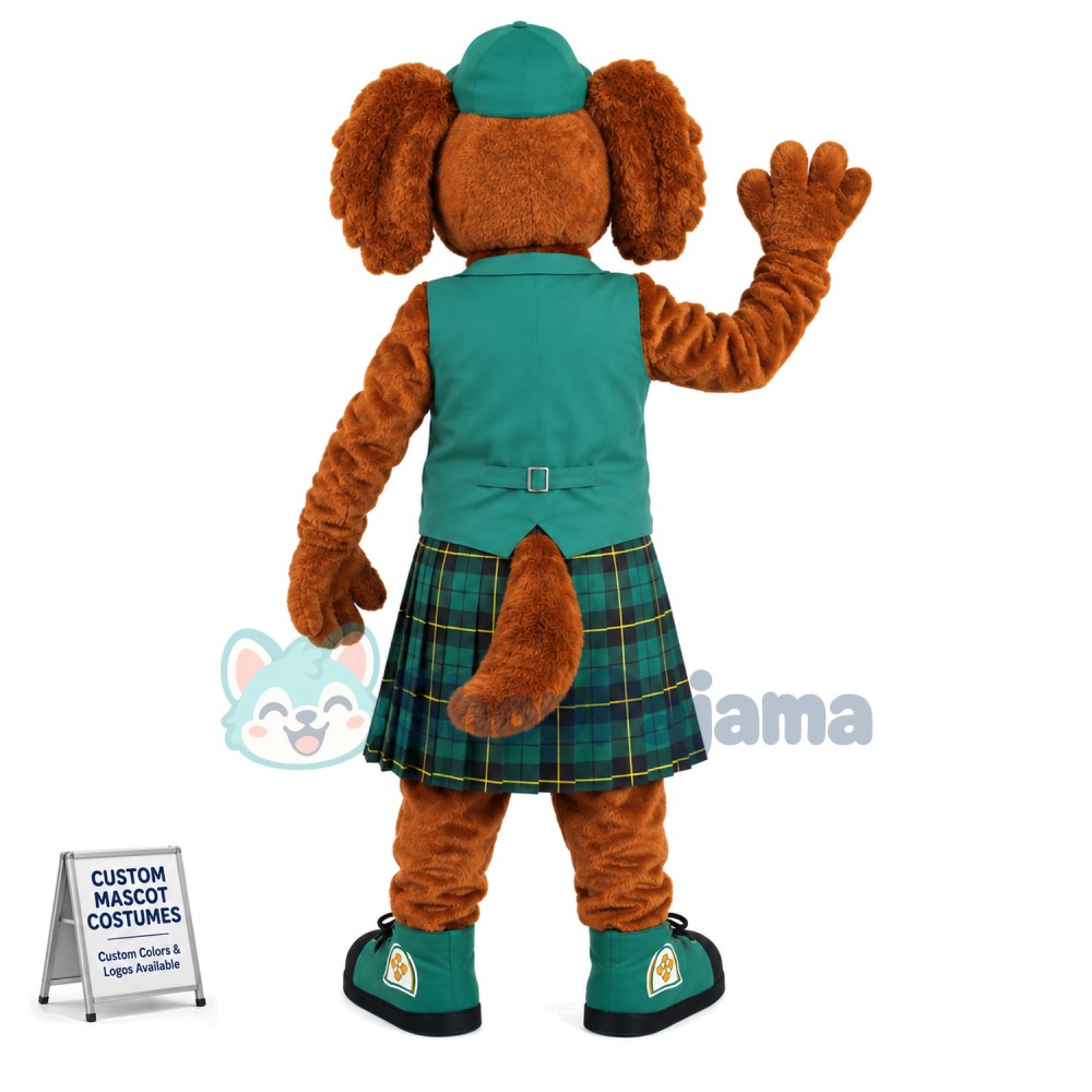 Tourist Guide Dog In The Green Vest Mascot Costume