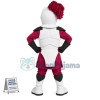 Strong Masked Soldier In White Armor Mascot Costume