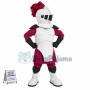 Strong Masked Soldier In White Armor Mascot Costume