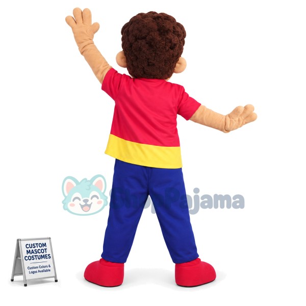 Active Curly Hair Boy Mascot Costume