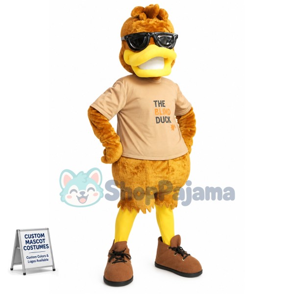 Blind Duck Wearing Sunglasses Mascot Costume