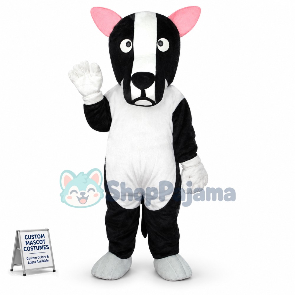 Black & White Dog Adult Mascot Costume