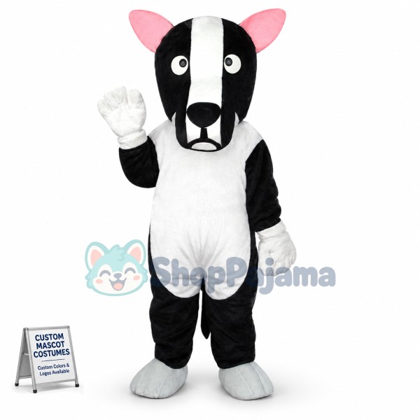 Black & White Dog Adult Mascot Costume