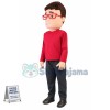 Young Man With Red Glasses Mascot Costume