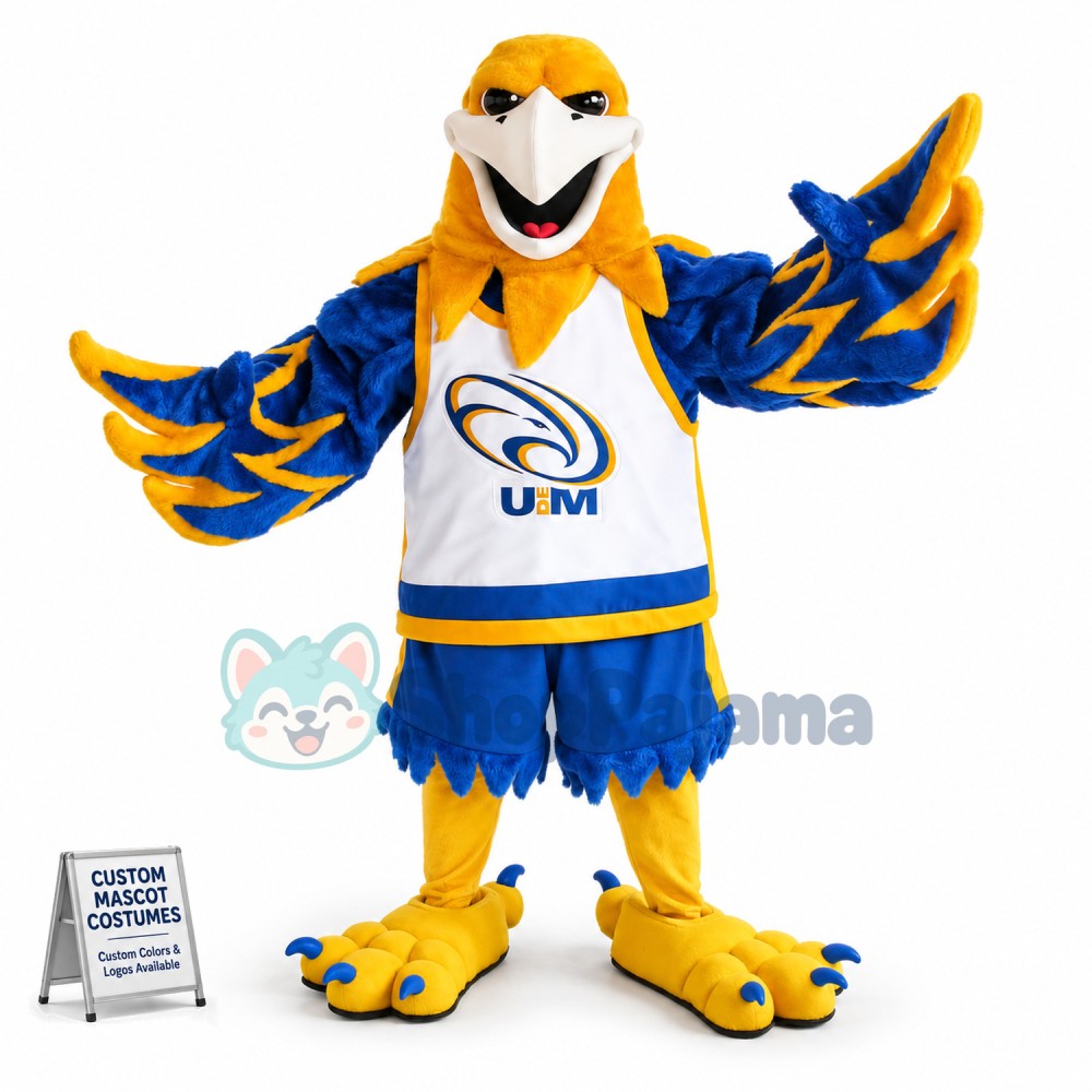 The University Energetic Blue Eagle Mascot Costume