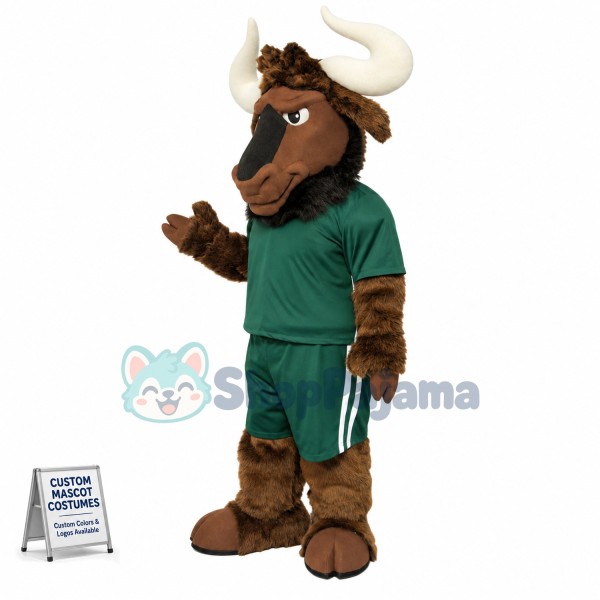Strong Brown Bull Of The College Mascot Costume