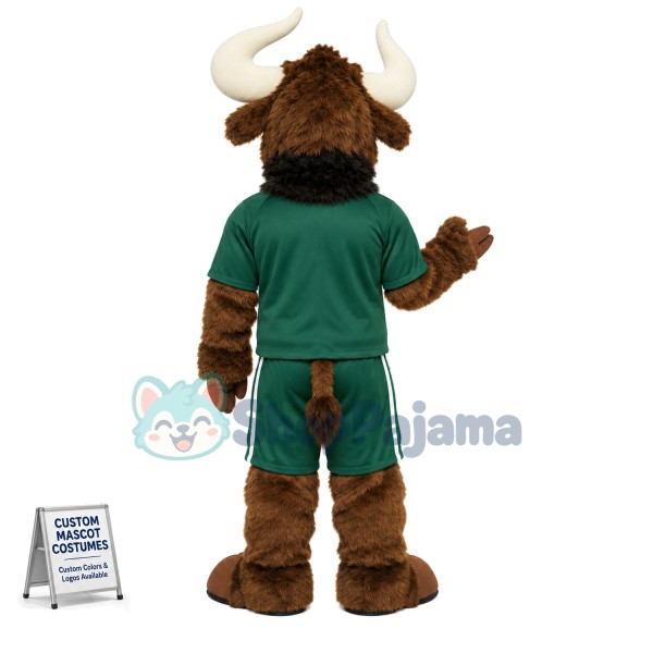 Strong Brown Bull Of The College Mascot Costume