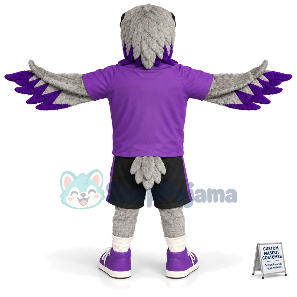 Adult Flying Eagle With Purple Shirt Mascot Costume
