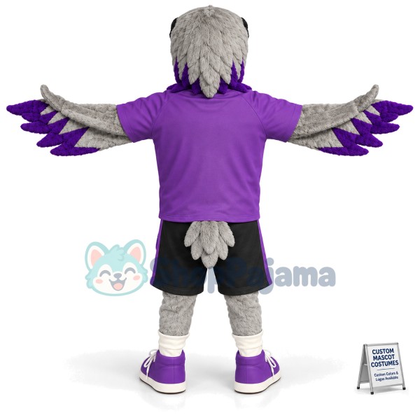 Adult Flying Eagle With Purple Shirt Mascot Costume