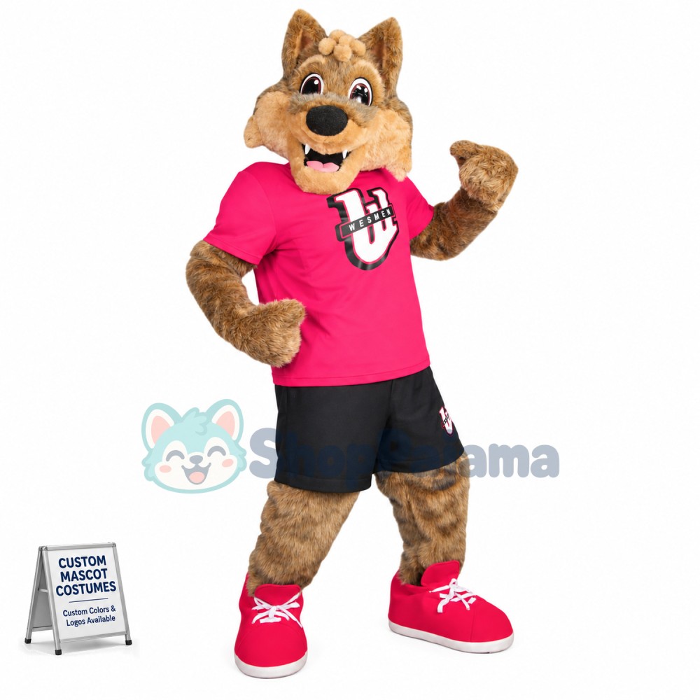 Athlete Brown Wolf Full of Energy Mascot Costume