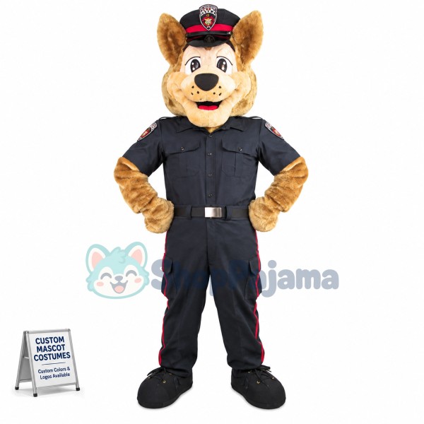 Upright Police Wolf Mascot Costume