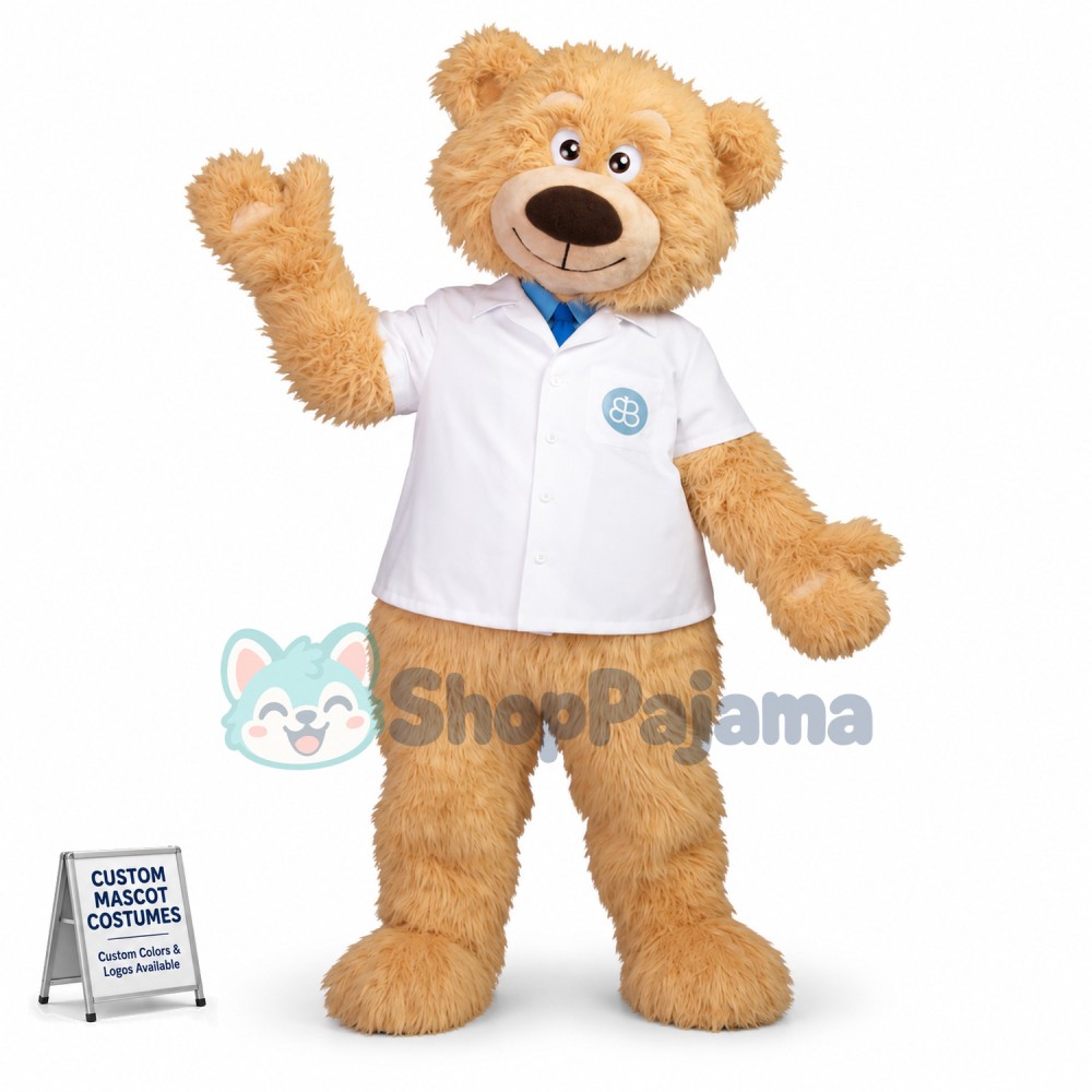 Academic Expert Khaki Bear Mascot Furry Costume