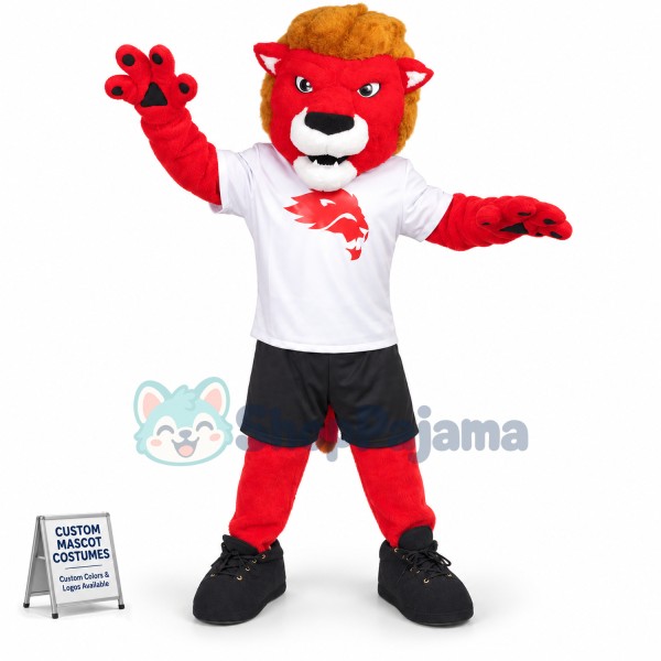 The Majestic College Red Lion Mascot Costume