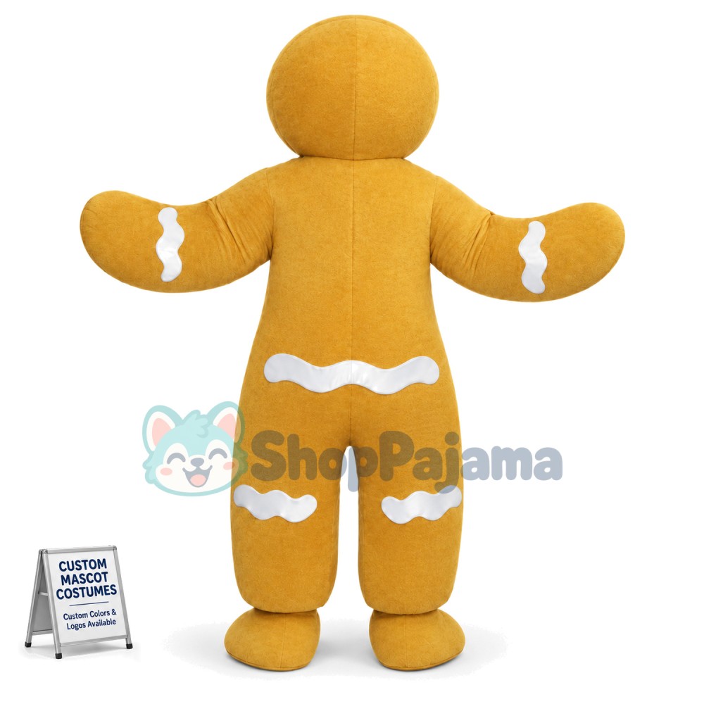 Yellow Christmas Gingerbread Man Mascot Costume