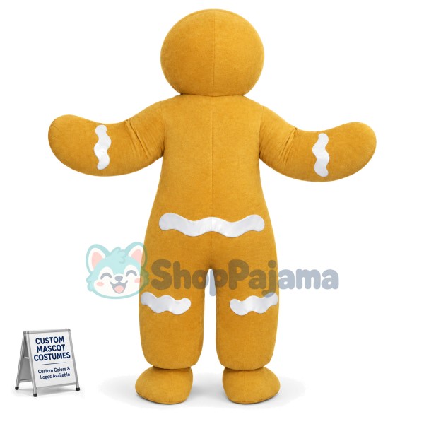 Yellow Christmas Gingerbread Man Mascot Costume