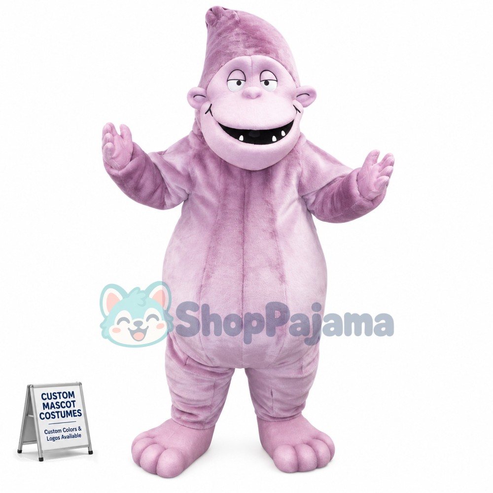 Pointed Head Light Purple Orangutan Mascot Costume