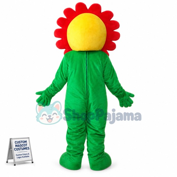 Funny Red Smiling Sunflower Mascot Costume