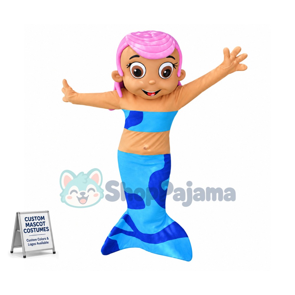 Dreamy Pink Haired Mermaid Princess Mascot Costume