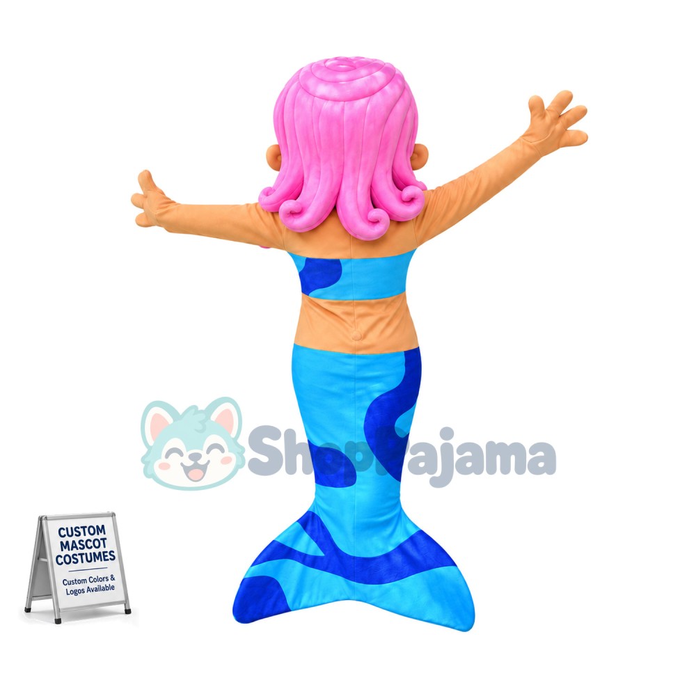 Dreamy Pink Haired Mermaid Princess Mascot Costume
