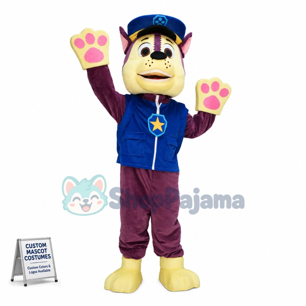 Cartoon Blue Paw Patrol Chase Mascot Costume