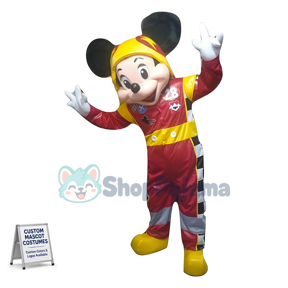 Handsome Racer Mickey Mascot Costume