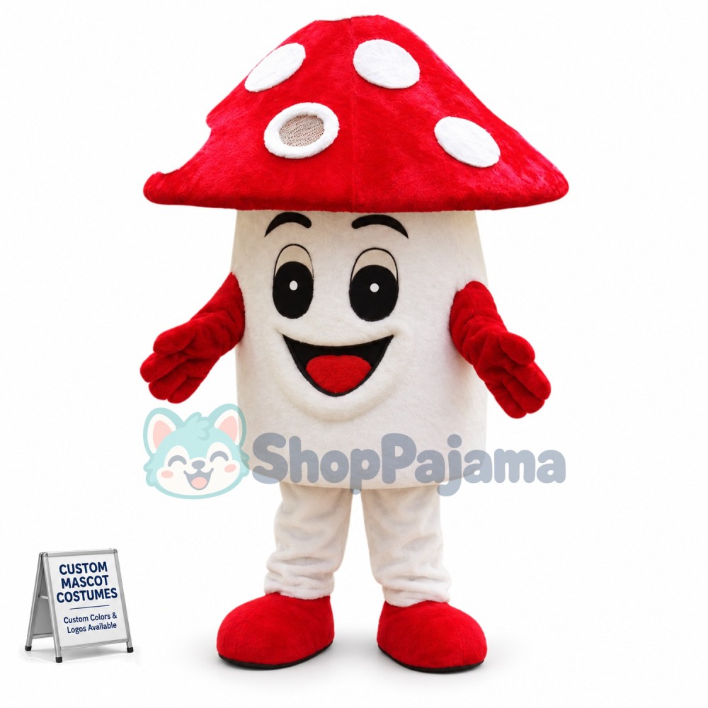 Bright Red Small Mushroom Mascot Costume