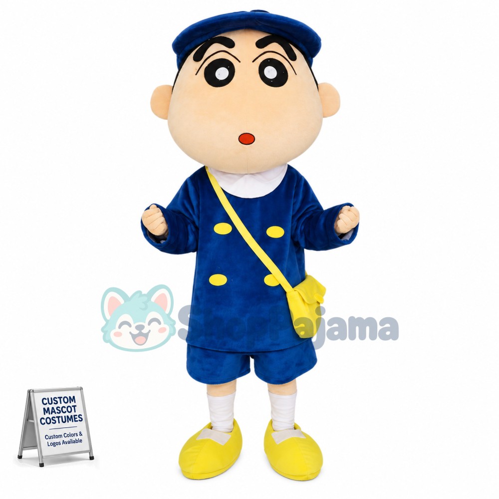 Blue Crayon Shin-chan With School Bag Mascot Costume