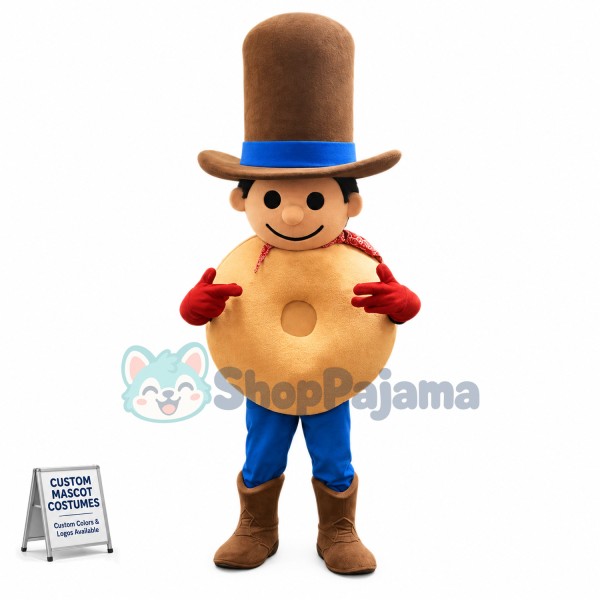 Bread Man With Top Hat Mascot Costume