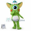 Fanged Green Monocular Mascot Cartoon Costume