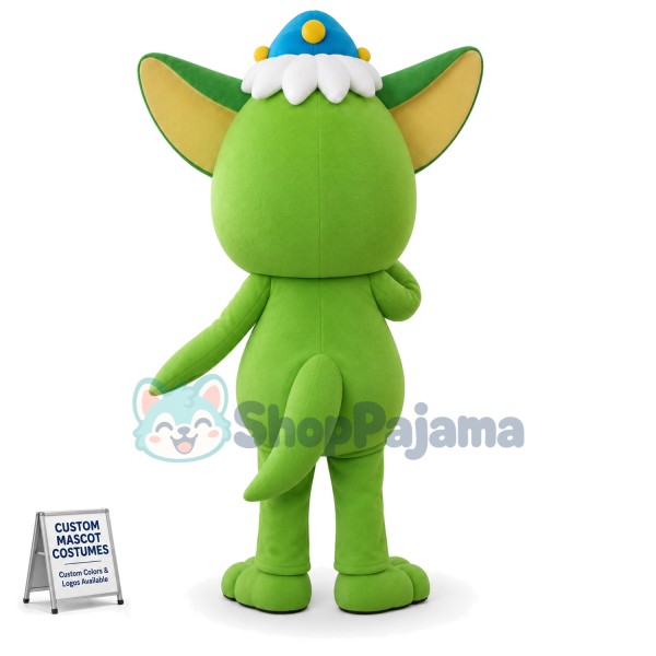 Fanged Green Monocular Mascot Cartoon Costume
