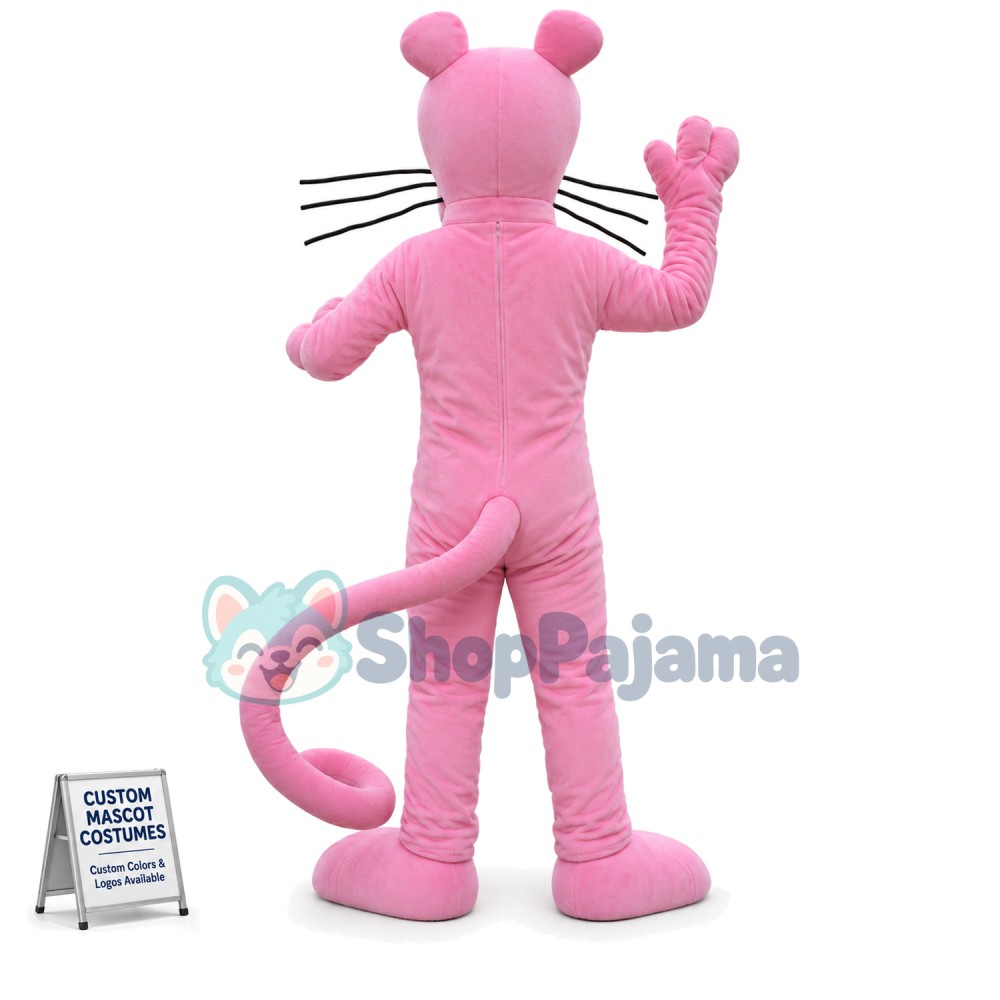 Pink Panther With Curled Tail Mascot Costume