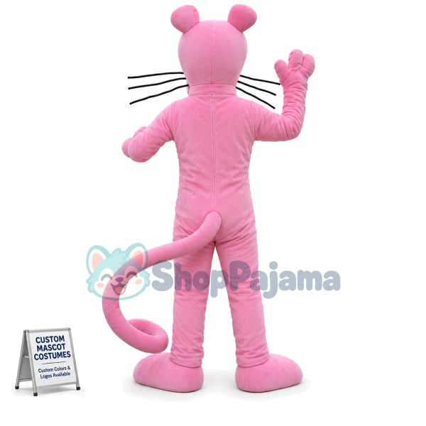 Pink Panther With Curled Tail Mascot Costume