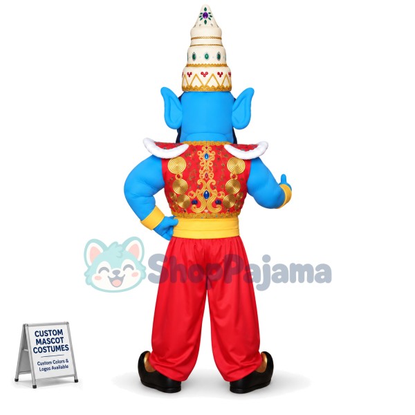 Aladdin Djinn Wearing Pagoda Hat Mascot Costume