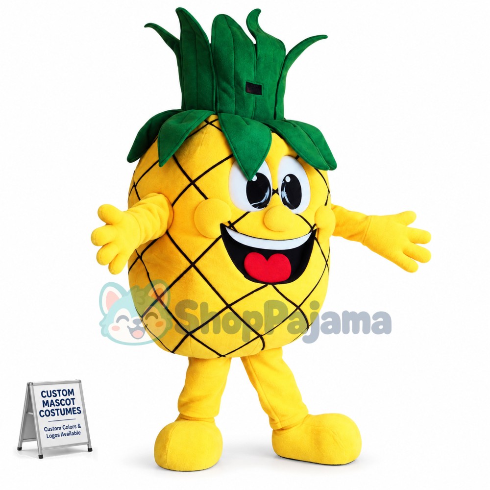 Panicked Pineapple Cartoon Mascot Costume