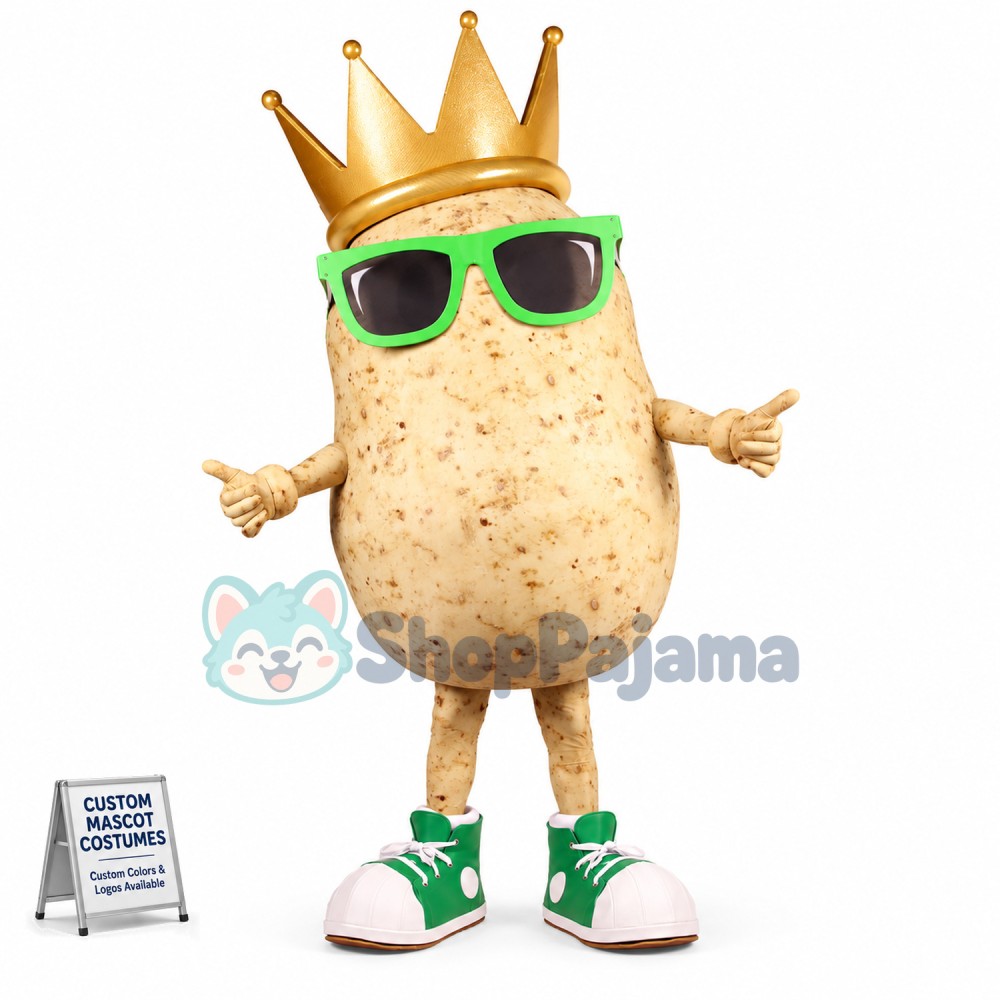 Crown Potato Wearing Sunglasses Mascot Costume