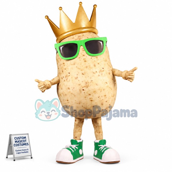 Crown Potato Wearing Sunglasses Mascot Costume
