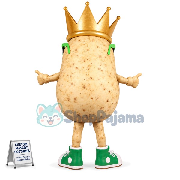 Crown Potato Wearing Sunglasses Mascot Costume