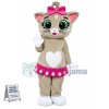 Beautiful Love Cat With Pink Bow Mascot Costume