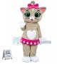 Beautiful Love Cat With Pink Bow Mascot Costume