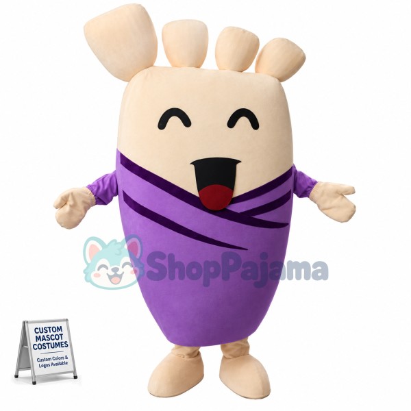 Big Foot With Purple Suit Mascot Costume