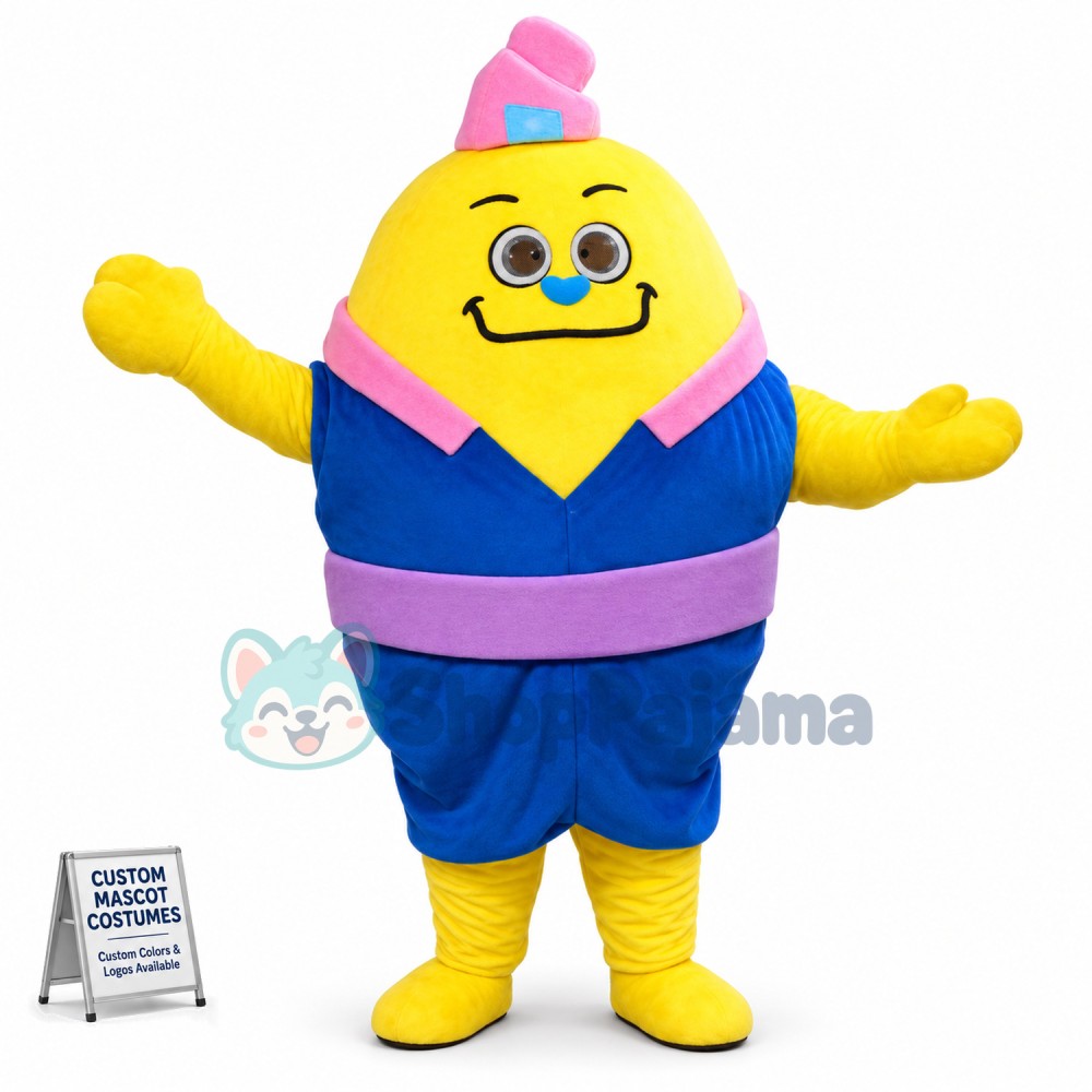Yellow Cartoon Doctor Egg Mascot Costume