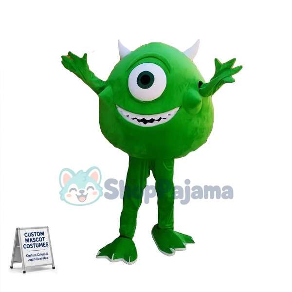 Green Monocular With Small Horns Mascot Costume