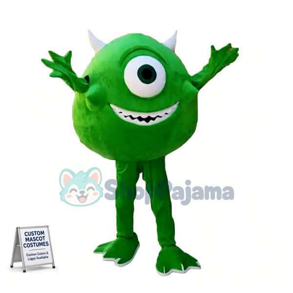 Green Monocular With Small Horns Mascot Costume