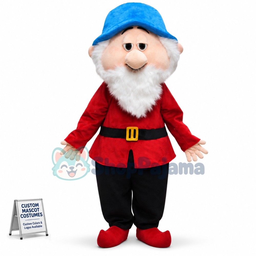 Wise Dwarf With Red Outfit Mascot Costume