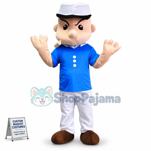 Popeye the Sailor In Blue Suit Mascot Costume